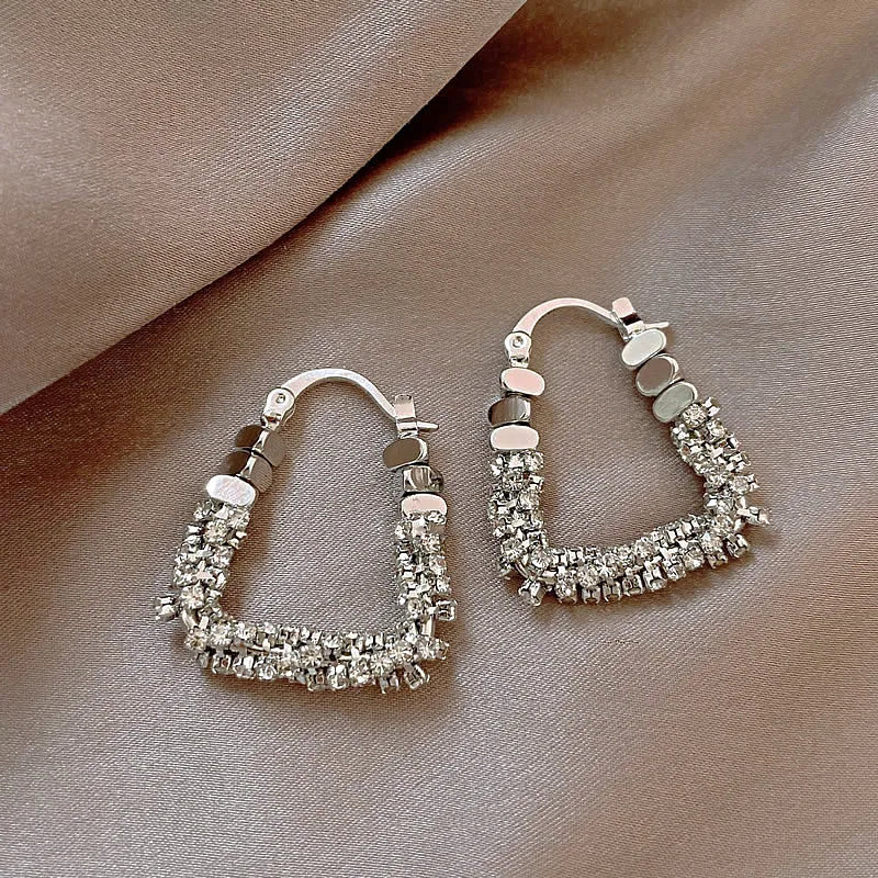 New Fashion Geometric Irregular Micro Set Zircon Metal Earring for Women Luxury High Quality Wedding Party Jewerly Birthday Gift