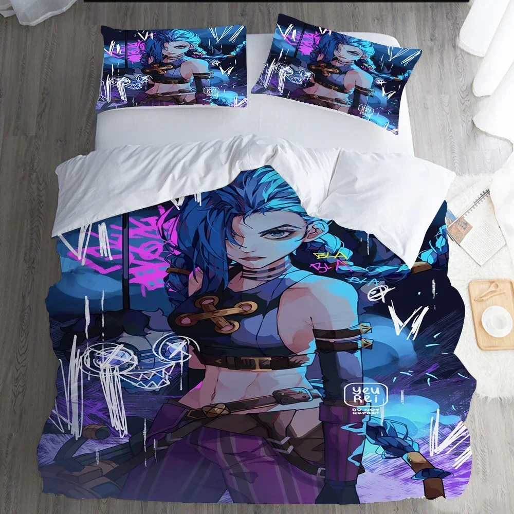 3D Printed Jinx Arcane Bedding Set Pillowcase Duvet Cover Double Twin Full Queen King Adult Kids Bedclothes Quilt Cover