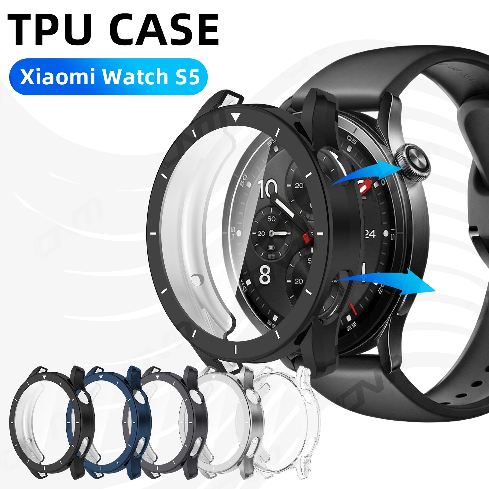 

Screen Protector Case for Xiaomi Mi Watch S5 46mm Full Coverage Bumper Soft TPU Protective Case Cover Smartwatch Accessories