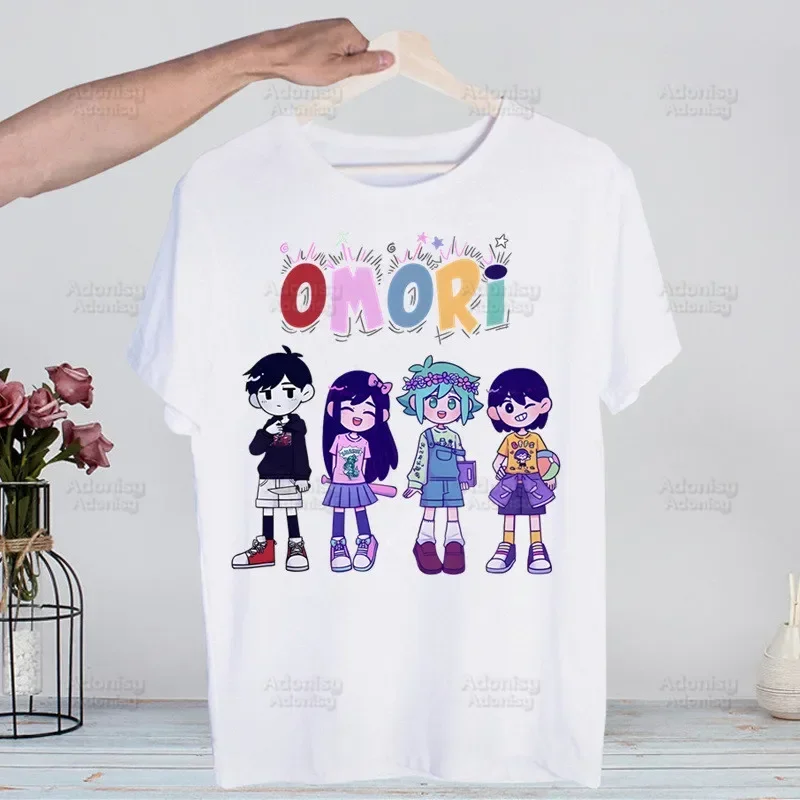 Omori Game Cartoon Manga Kawaii Hip Hop Streetwear Print T Shirt Harajuku TShirts Short Sleeve Fashion Casual T-Shirt Tops Tees