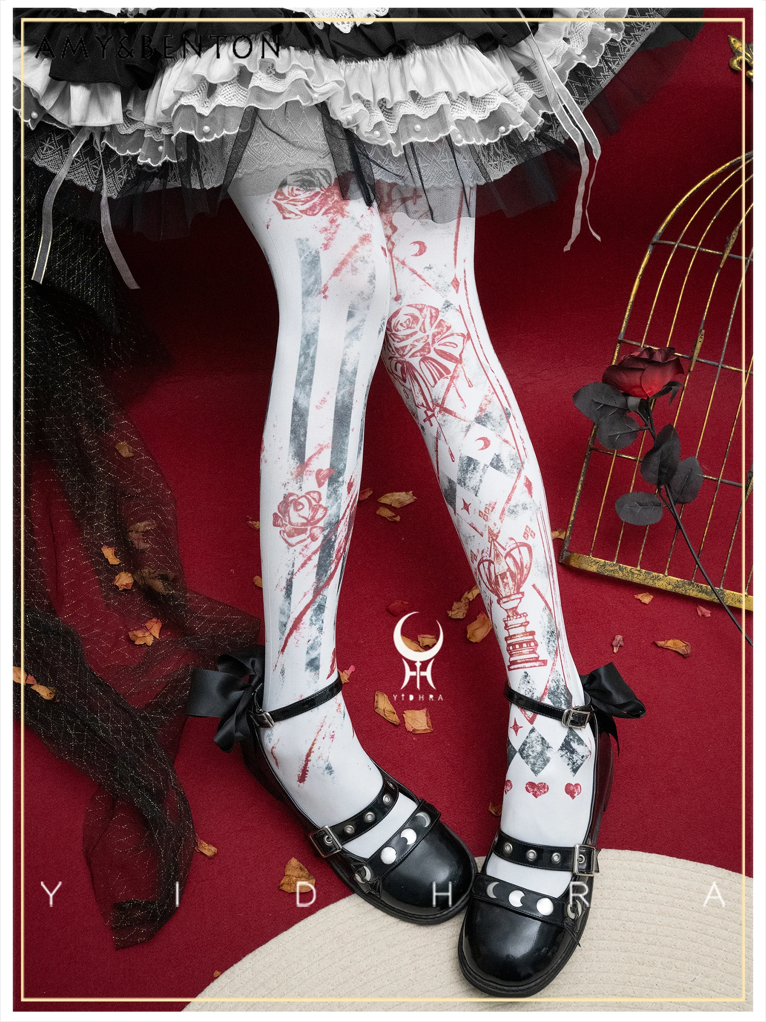 Original British Court Style Retro Print Lolita Style Pantyhose Subculture Sexy High Waist Stockings Gothic Y2K Pantyhose Women