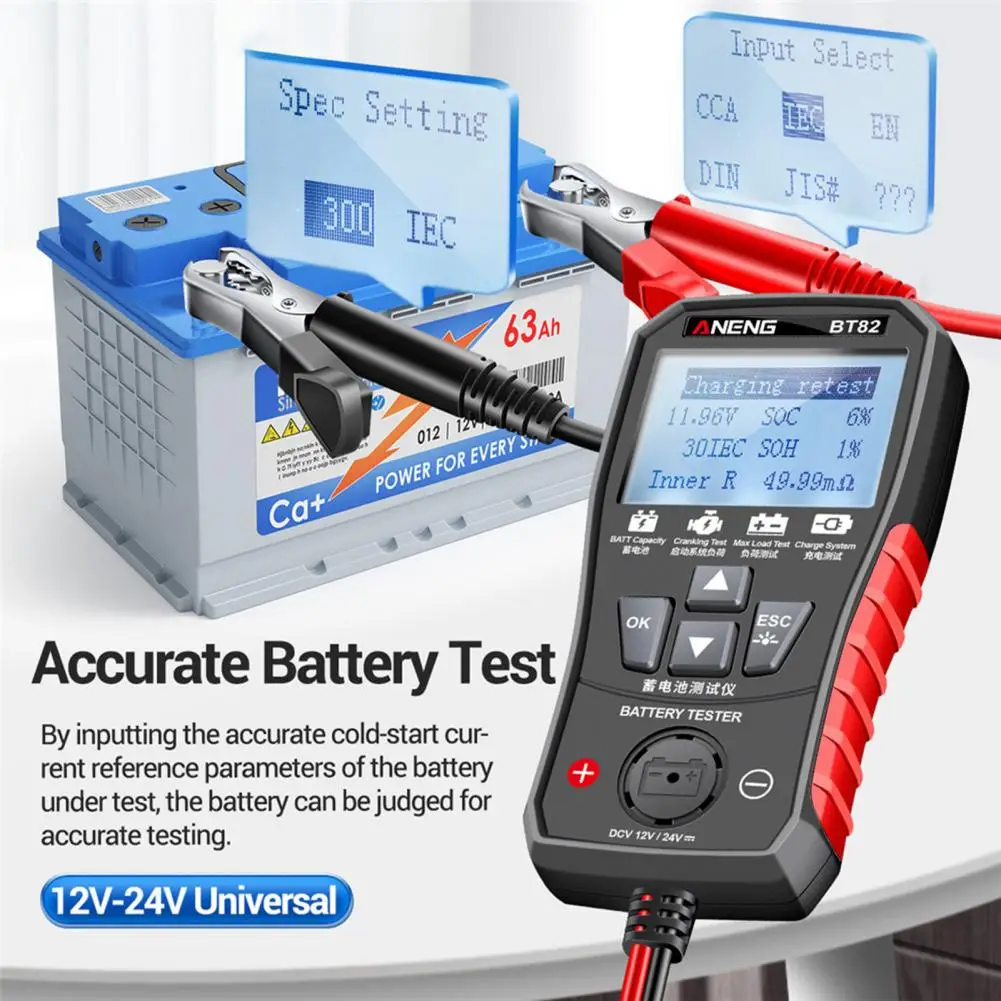 

Car Battery Tester BM550 12V-24V 100-2000 CCA 2Ah-220Ah Battery System Detect Auto Battery Analyzer Car Battery Tool PK BT82