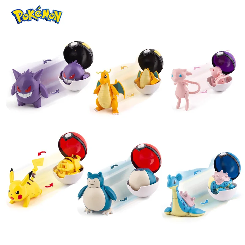 Pokemon Figures Toys Anime Action Pikachu Dragonite Gengar Mew Snorlax Gyarados Lapras Poke ball Pokeball Lunala Children Gift