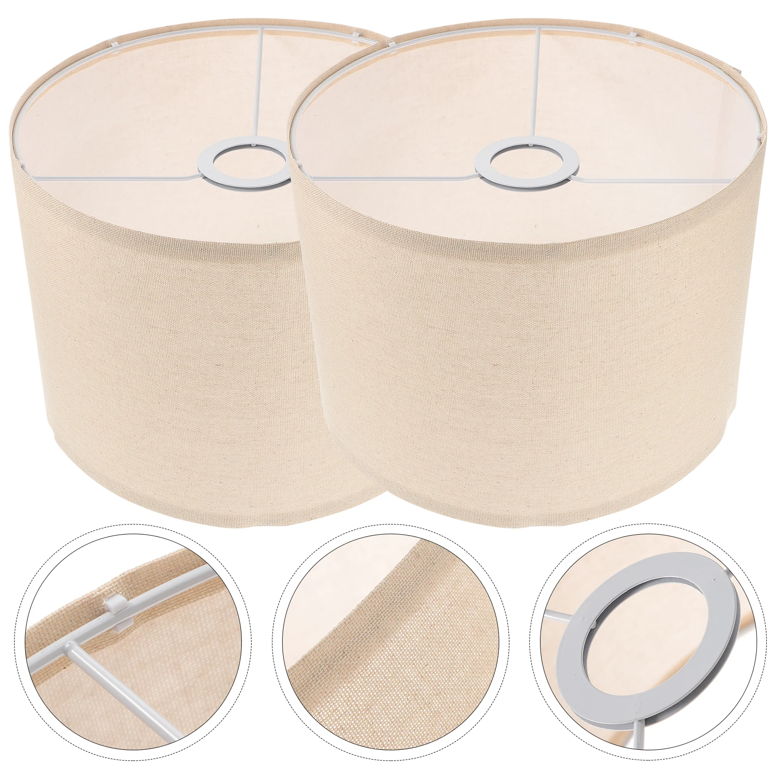 

2pcs Linen Lamp Shades Woven Cloth Replacement for Table Pendant Light Fabric Oval Bedroom Living Room Decor Simple Durable