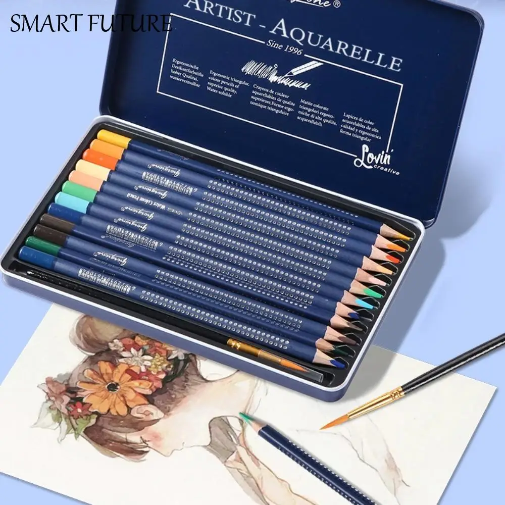 

Wooden 12/24/36 Colors Pencil Set Professional Painting Watercolor Pencil Set with Brush Colorful Art