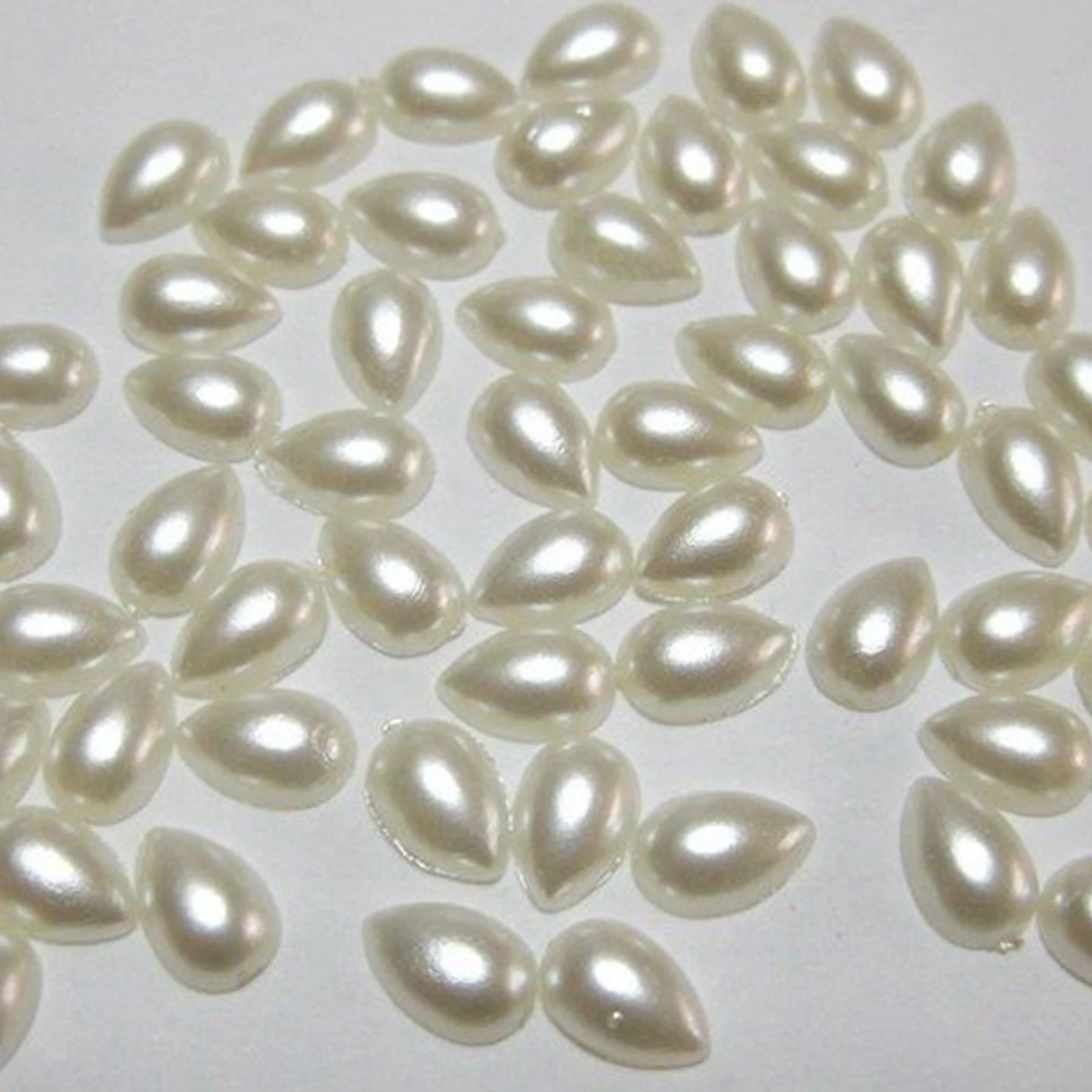 Craft DIY Ivory White Tear Drop Half Pearl Bead Flat Back Cabachons Scrapbook