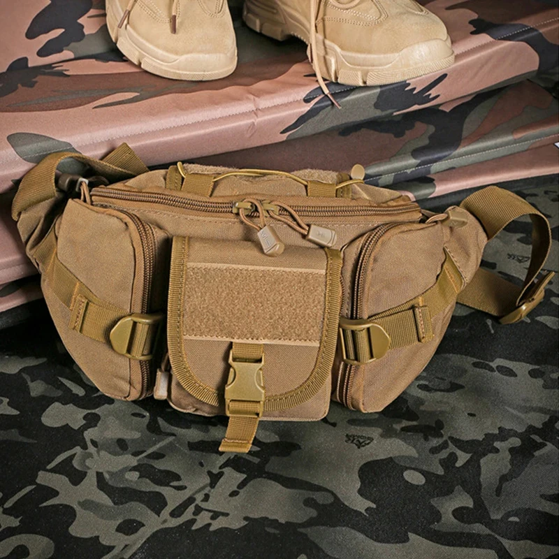 

Trendy Camouflage Men Sports Bag Outdoor Multifunctional Crossbody Bag Portable Waist Bag Light Chest Buckle Telescopic Bag New