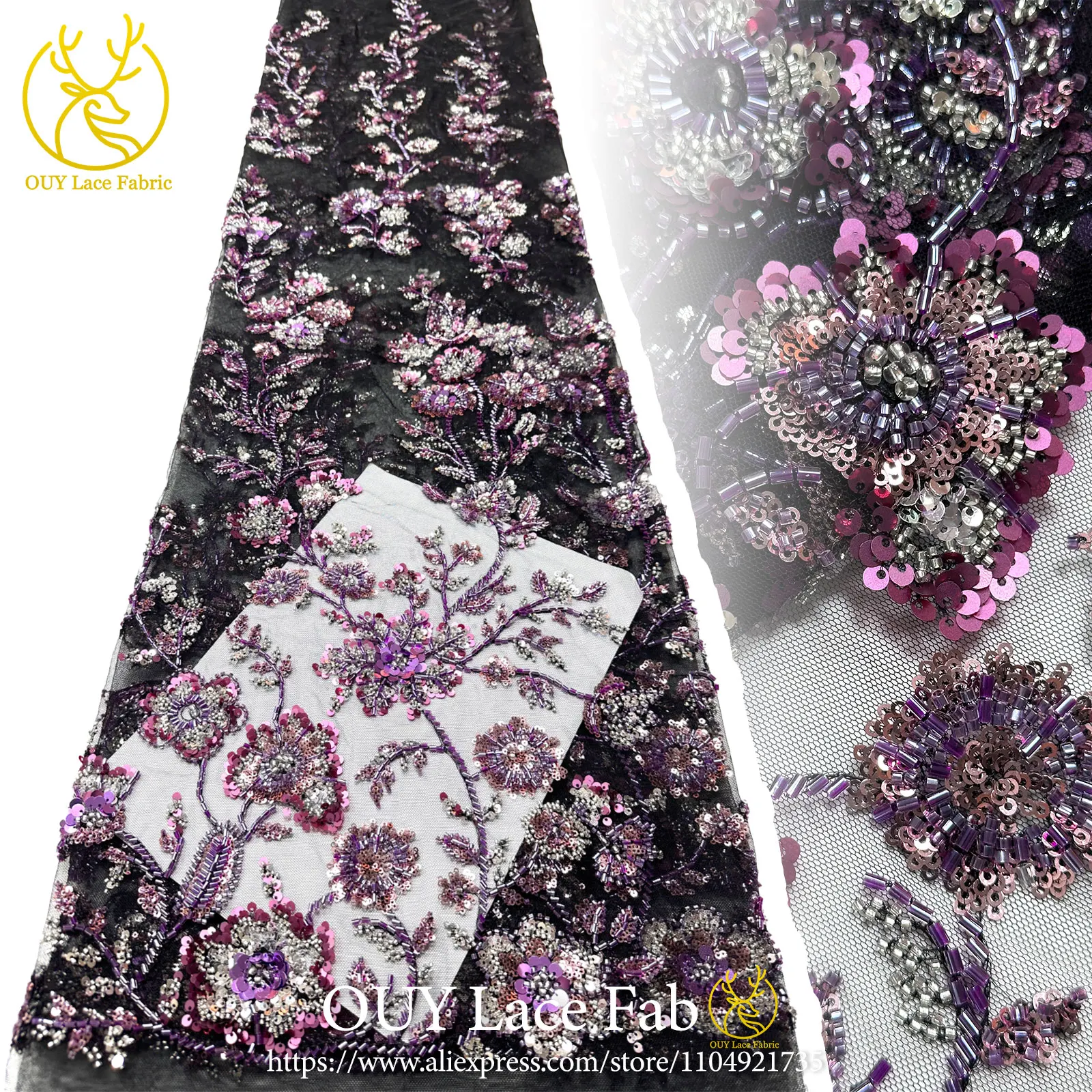 

2026 африканская кружевная ткань с блестками и бисером, высококачественная нигерийская французская кружевная ткань с блестками идеально подходит для свадебных и праздничных платьев