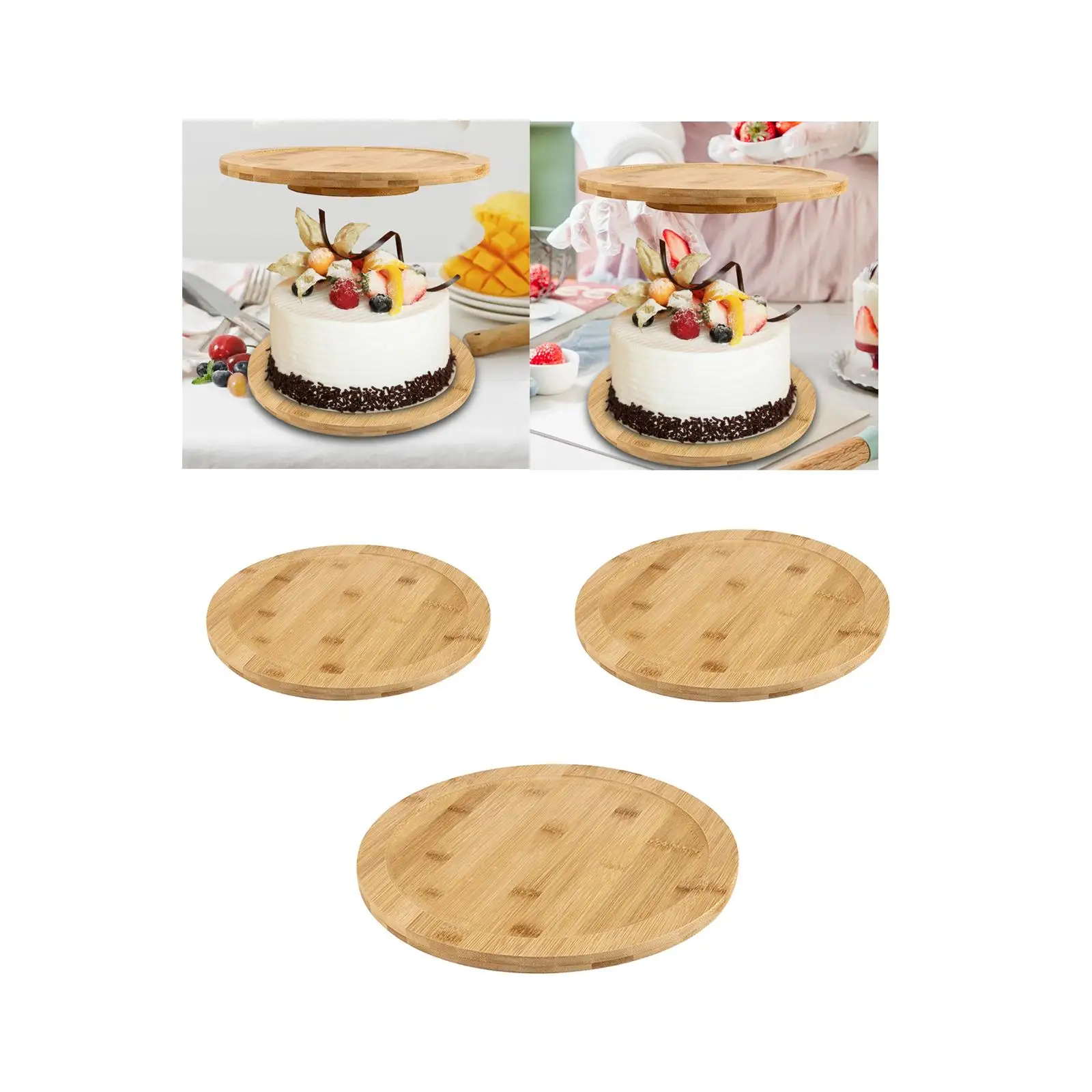 Cake Stand Turntable Rotating Wooden Tray for Dining Table Kitchen Cabinet