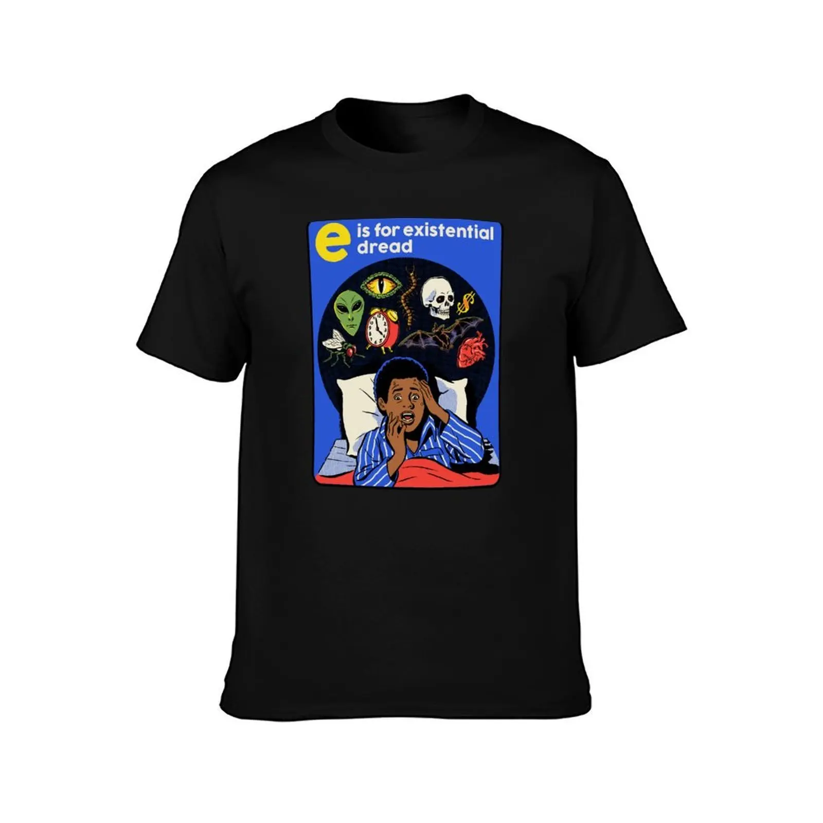 E is for Existential Dread T-Shirt, Summer Casual Cotton Tee, Oversized Streetwear Tops, Vintage Graphic Print, Unisex Men Women