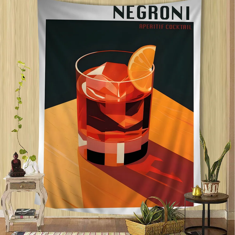 

Cosmopolitan Poster Cocktail Drink Minimalist Cartoon Tapestry Art Science Fiction Room Home Decor Wall Hanging Sheets