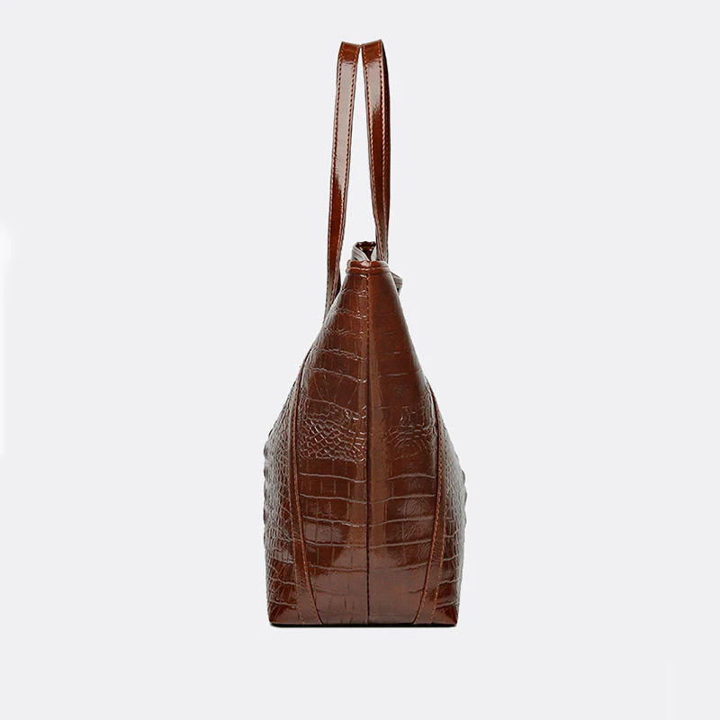 Simple Versatile Crocodile Print Tote Bag Large Capacity Fashion Handbag Vintage Design Shoulder Women's Bag image 5