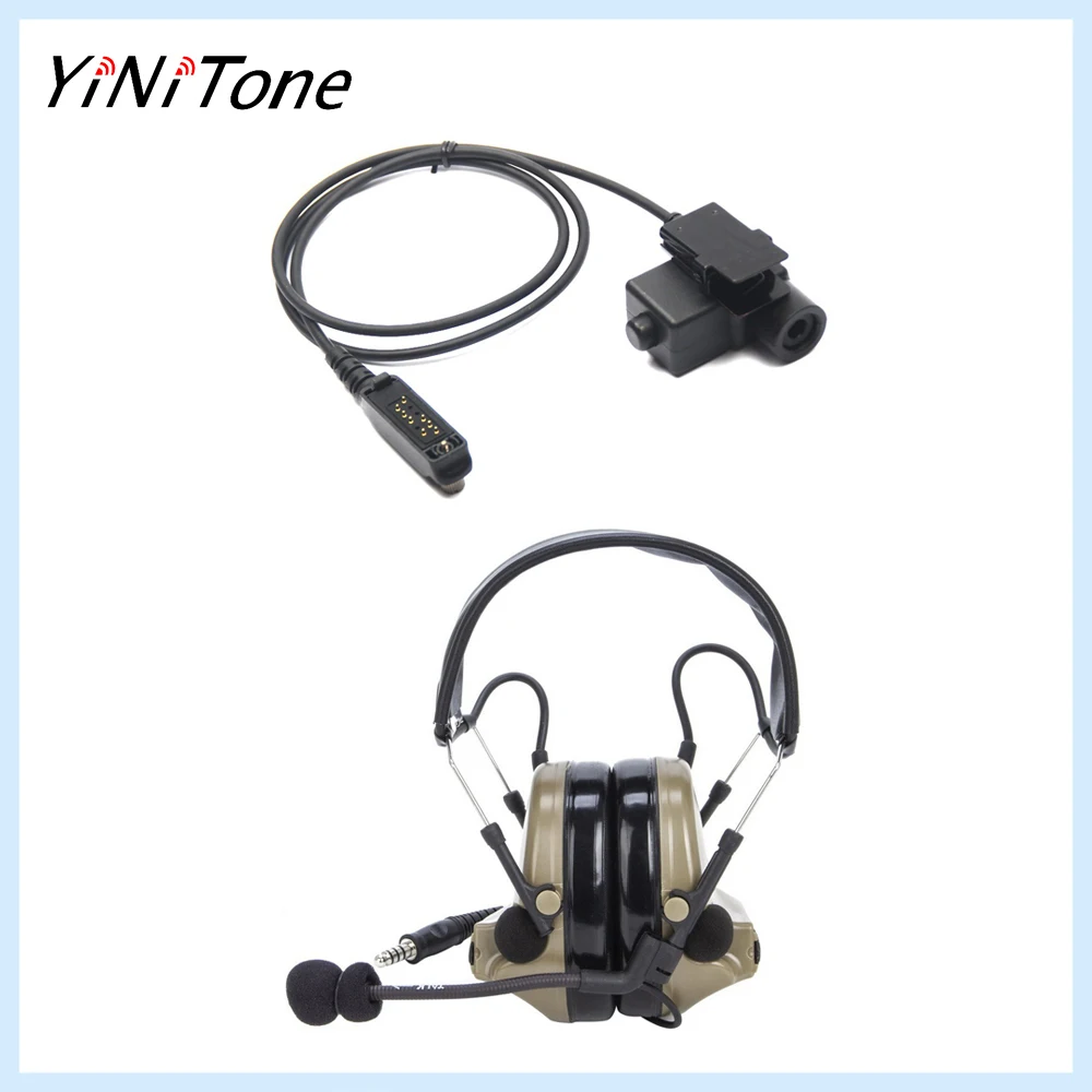 

Brown U94 PTT Aviation Pilot Earpiece Microphone Noise Reduction Hearing Protection Shooting Headset For Sepura Stp8000 Stp8030