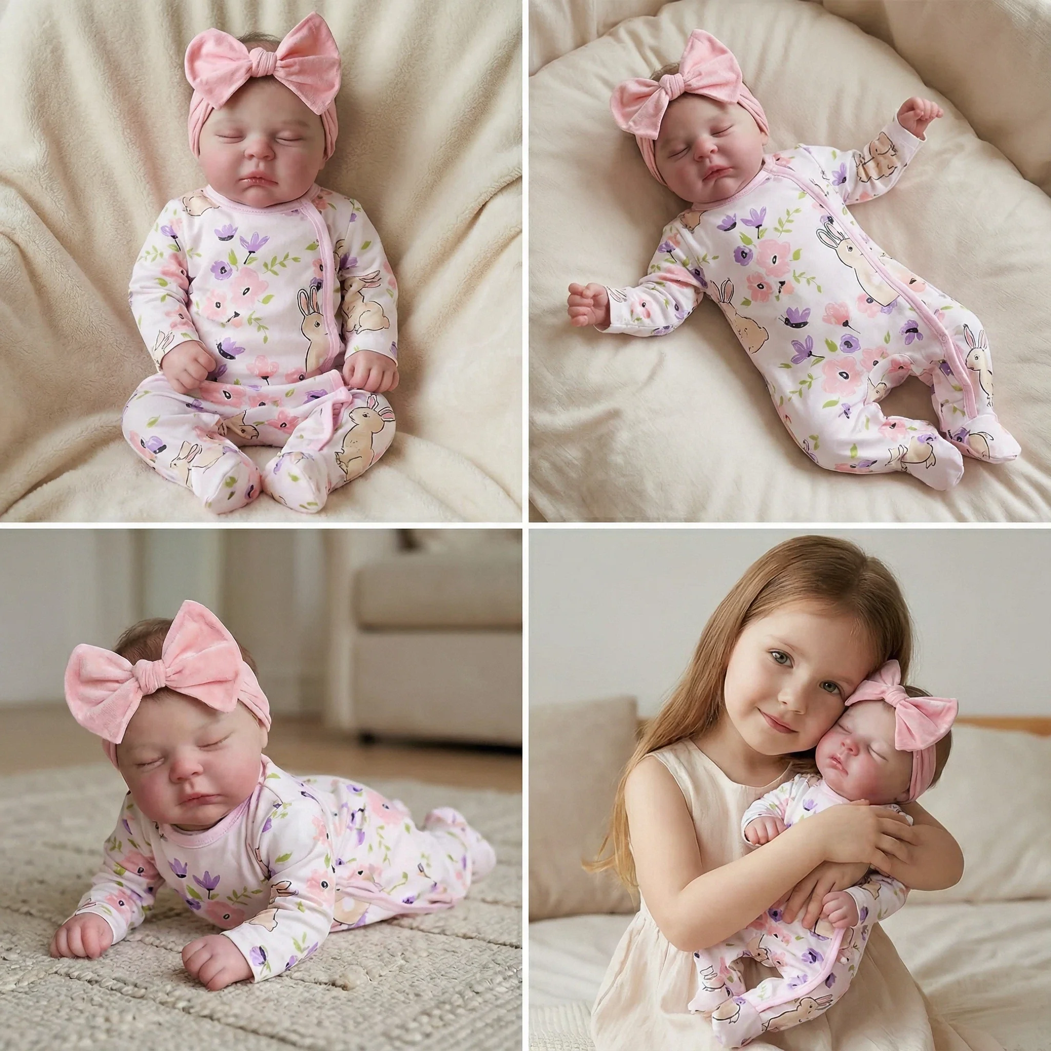 NPK 20インチ新生児ベビーソフトタッチリボーンドールピーチ3Dスキン多層塗装可視血管ソフトボディベビードール