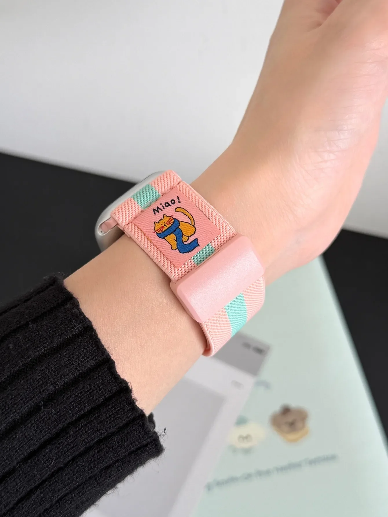 Correa magnética de nailon elástico para Apple Watch 41/45mm 49Ultra 10S 42/46mm correa de rayas con estampado de dibujos animados para iWatch8 7 6SE 38/40/44