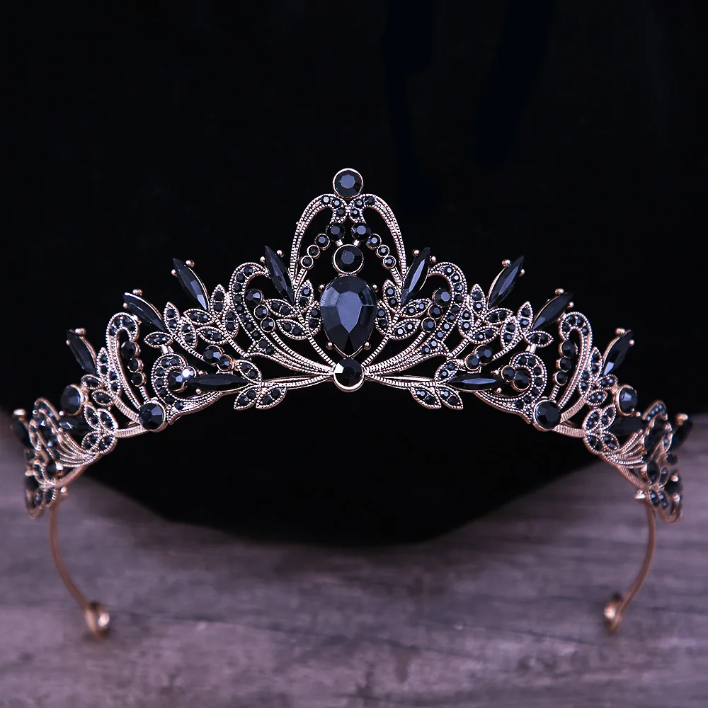 DIEZI Baroque Luxury Girls AB Red Green Blue Crystal Bridal Wedding Tiara Crown Bride Queen Headbands Hair Jewelry Accessories