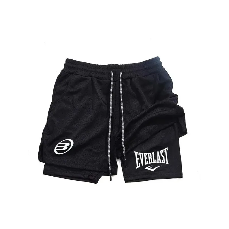 Summer Sport 2-in-1 Running Shorts for Men Gym Workout Compression Shorts with Phone Pocket Towel Loop Y2k Athletic Activewear