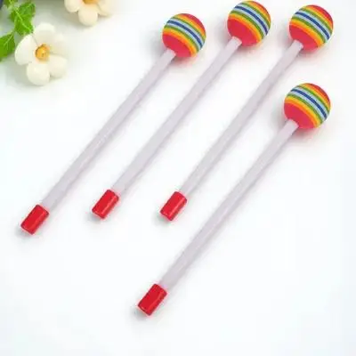 ไม้กลองพลาสติกสีรุ้ง 4 ชิ้น อุปกรณ์เสริมเครื่องดนตรีประเภทเคาะจังหวะ ไม้กลองหลากสี