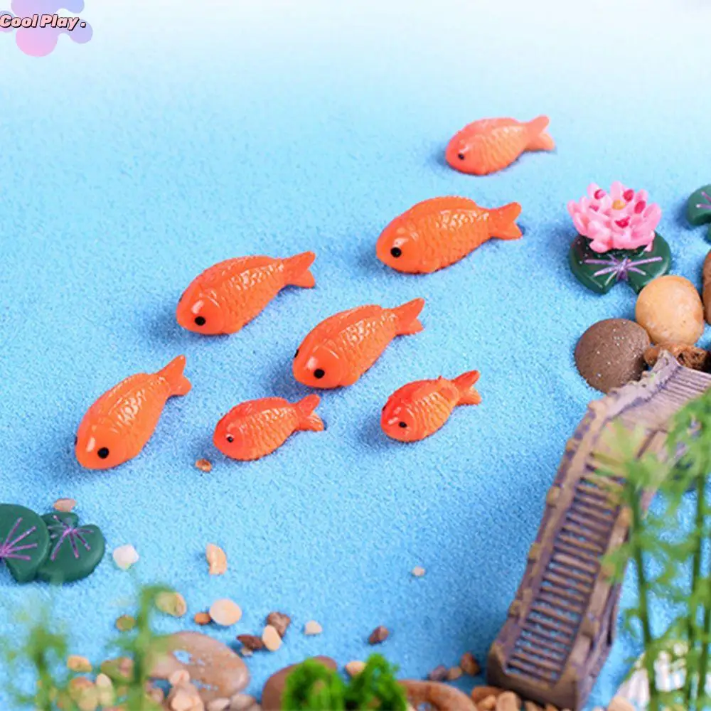 

Ornament Red Fish Lotus Flower,Leaf DIY Accessories Goldfish Figurine Fish Tank Decor Pond Scene Miniature Resin Crafts