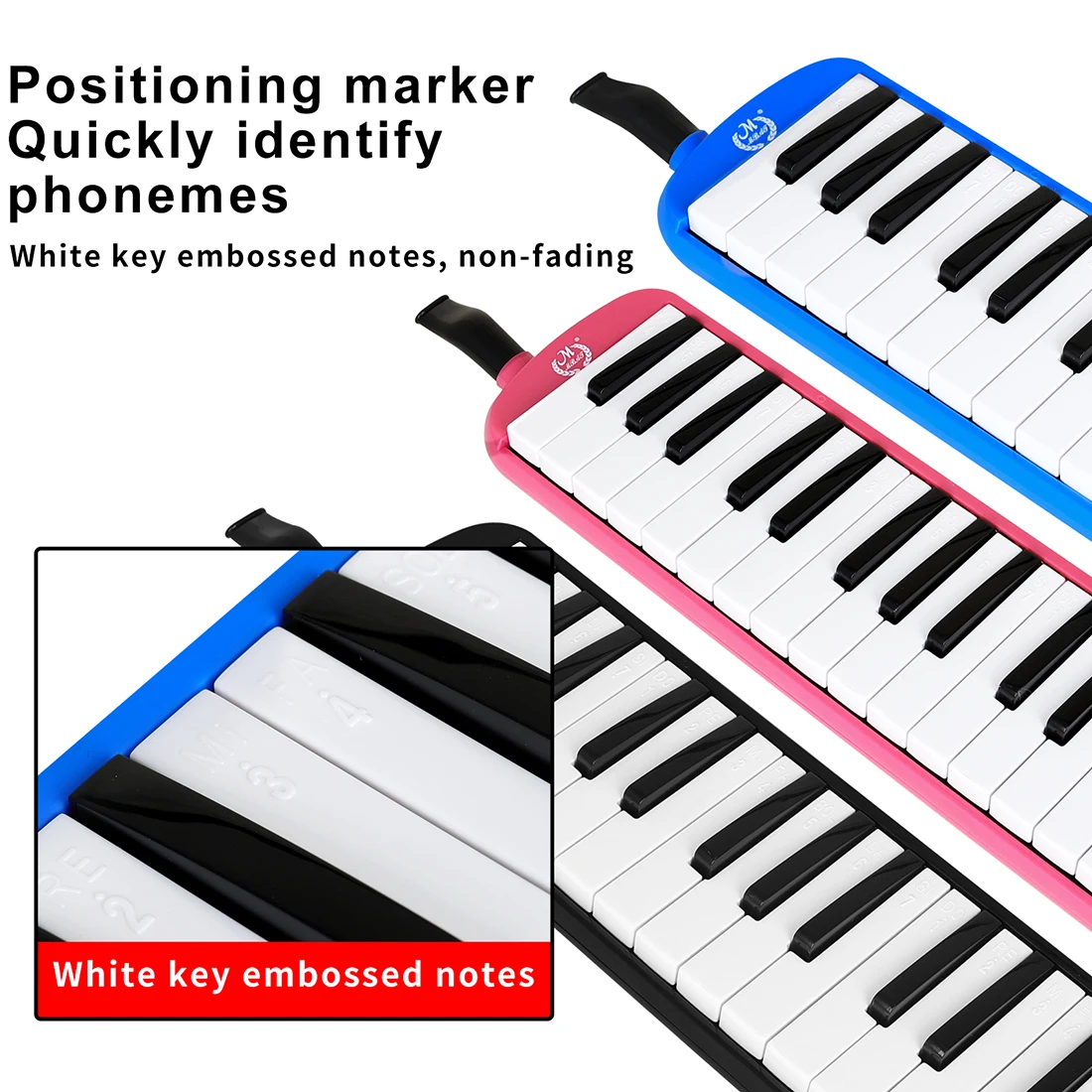 M MBAT 32 Key Melodica Brass Soundboard Portable Harmonica Dual Color Keyboard EVA Case Suitable For Beginners Keyboard Gift