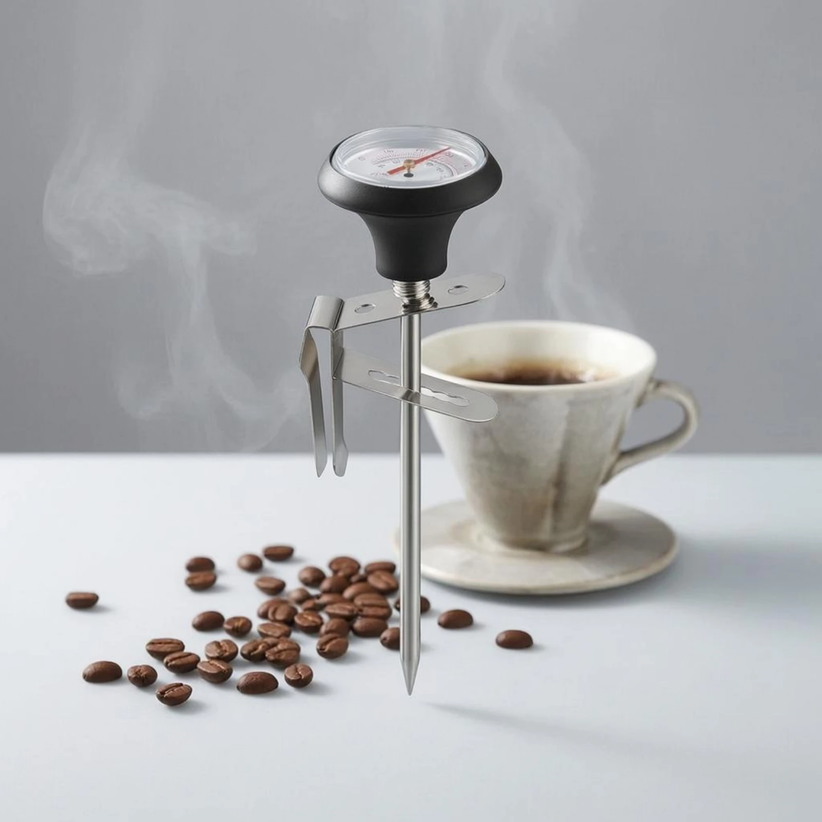 Coffee Thermometer Double Scale Attach-on Thermometer Temperature Gauge Round Gauge Face Cooking Tool Easy to Read for Espresso