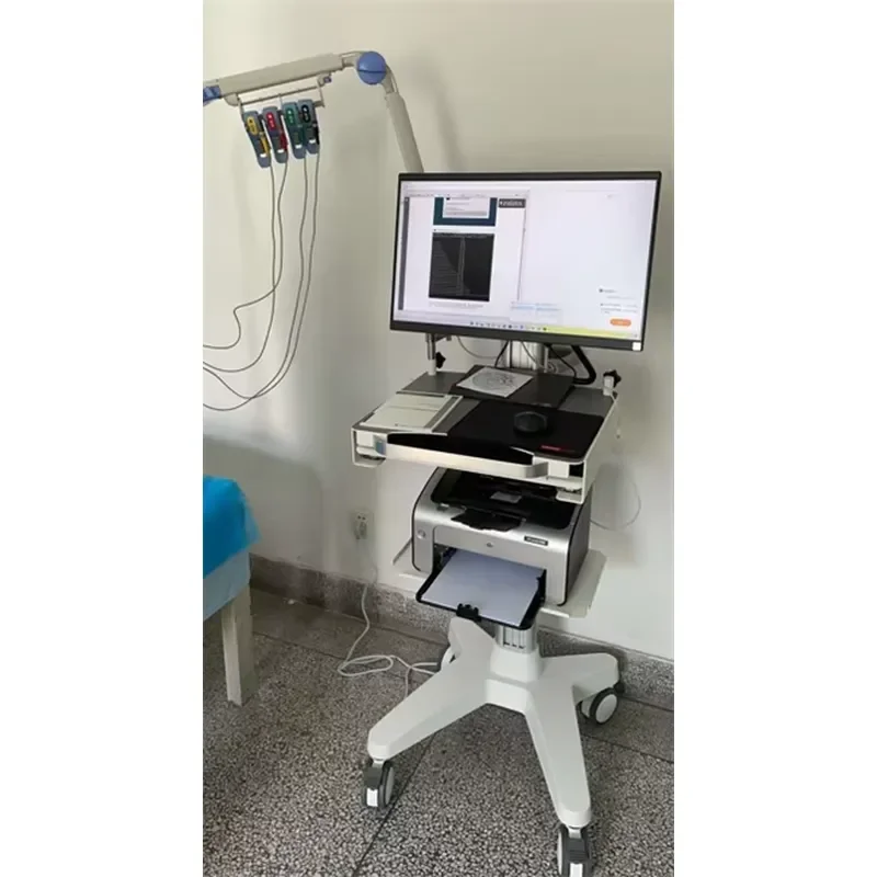 Mobile Medical Trolley with PC/Pad Holder, Easy-Move and Store, Compact Design