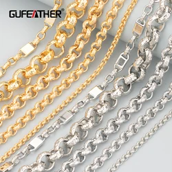 GUFEATHER C118, schmuck zubehör, passieren REACH,nickel freies, diy kette, 18k gold rhodium ĂŒberzogen, kupfer, diy armband halskette, 1 mt/los