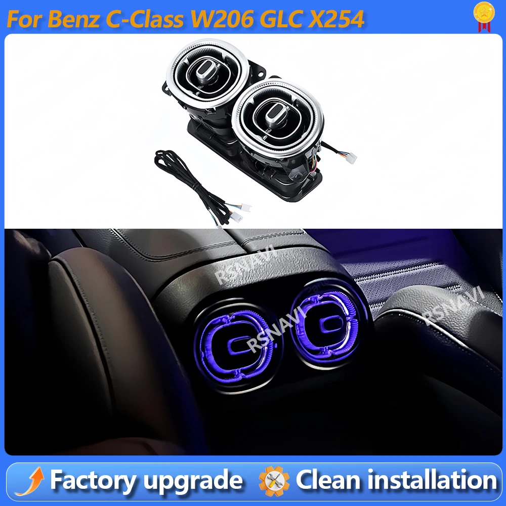 

64-цветная светодиодная подсветка для Mercedes Benz W206 C-Class GLC X254, аксессуары для интерьера, турбинные насадки, задние воздуховоды, атмосферная подсветка