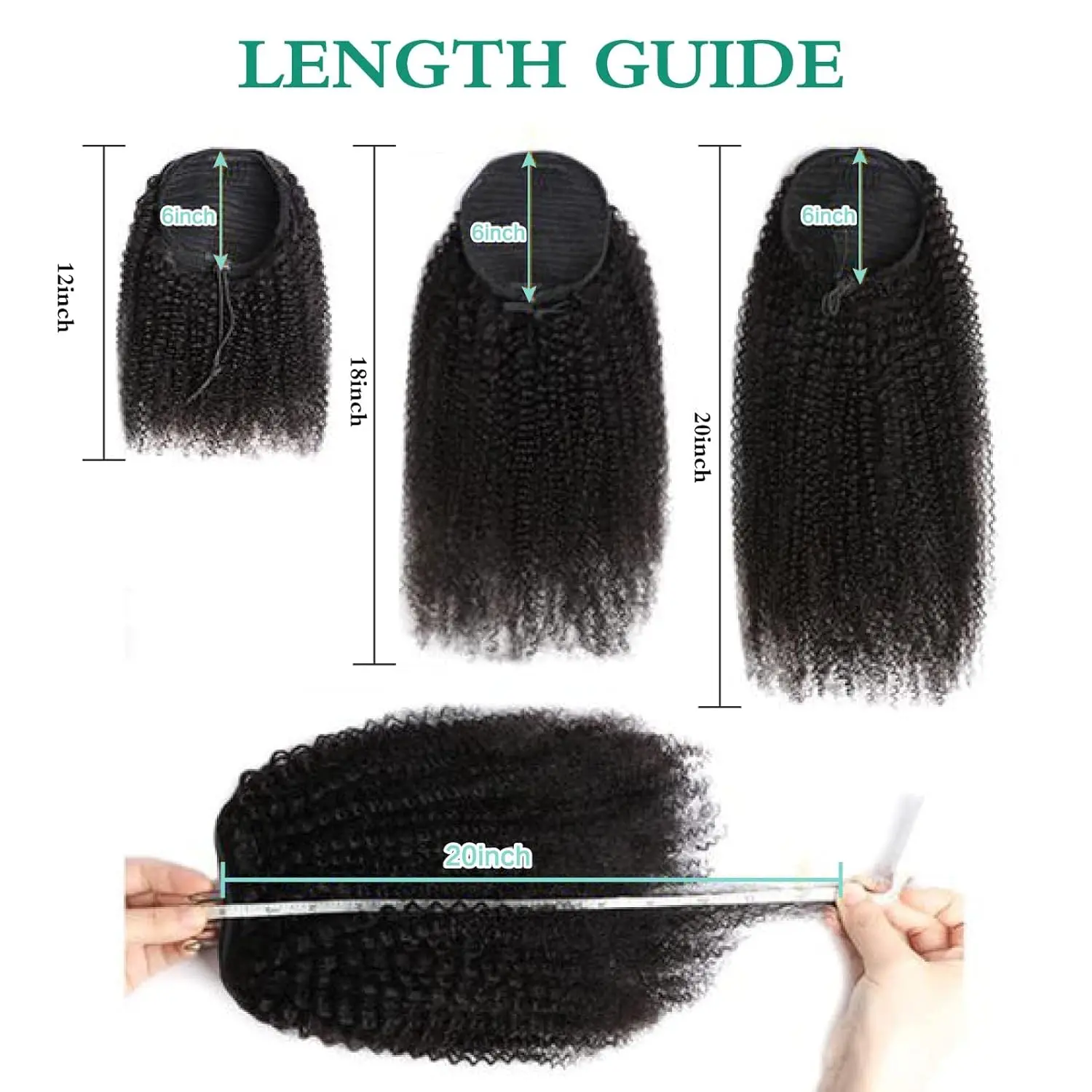 Afro Kinky Curly Brazilian Human Hair Extension Drawstring 4c Curls Puff Ponyta… - Image 4