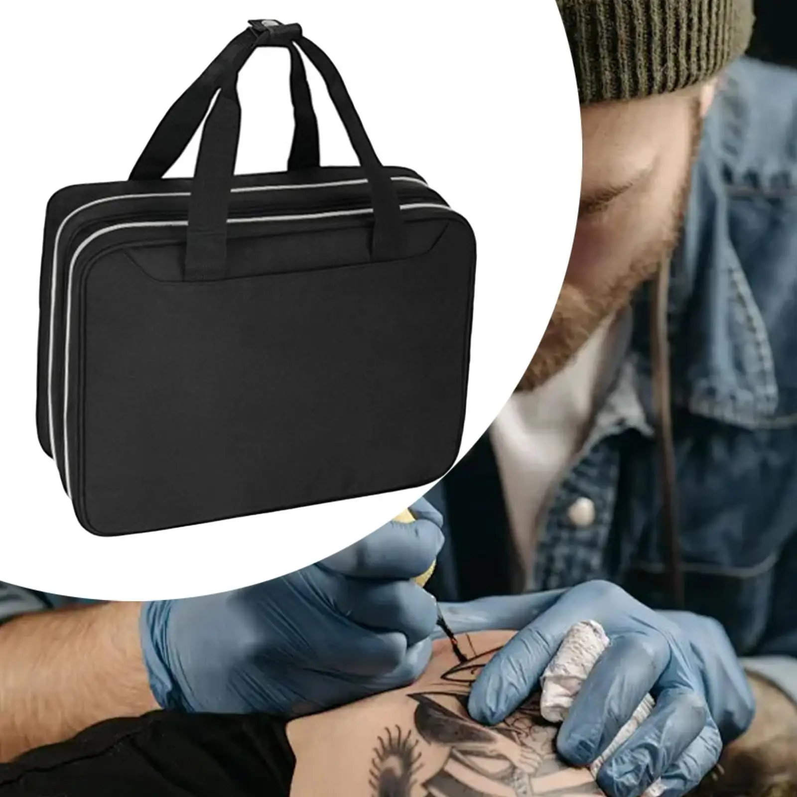 

Tattoo Travel Case Tattoo Supplies Zipper Fixed Belt Supplies Polyester Organizer Tattoo Storage Organizer for Gloves Pen Ink