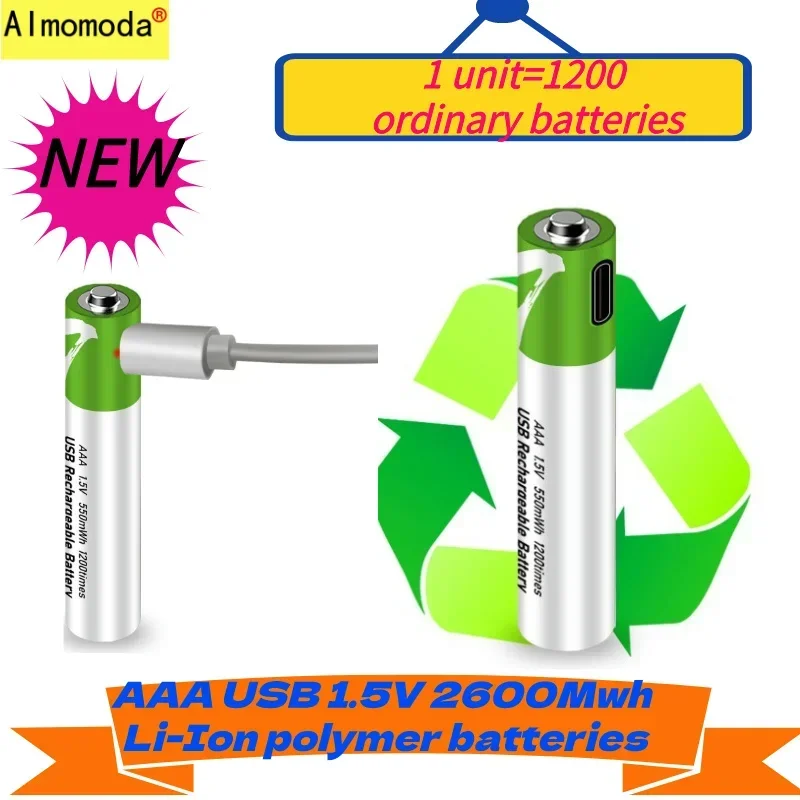 2024 1.5v AAA usb Rechargeable Learning Machine No.7 Lithium Battery Type-C Quick Charge No.7 Password Lock Battery 1200 times image 4