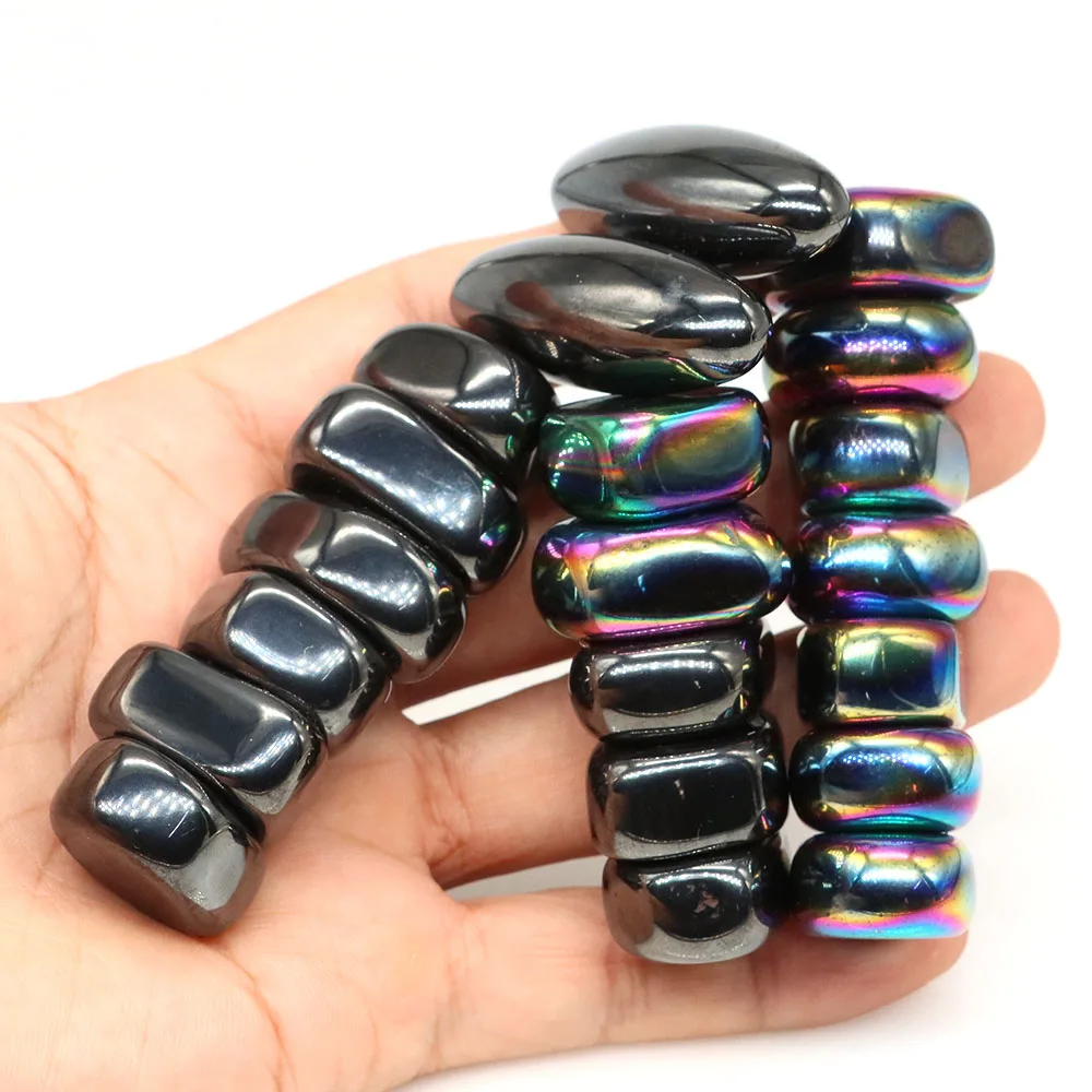 Wholesale Black Lodestone Magnetite Oval Magnet Beads Loss Weight Massager Natural Crystal Stones DIY Magnetic Bracelet Jewelry