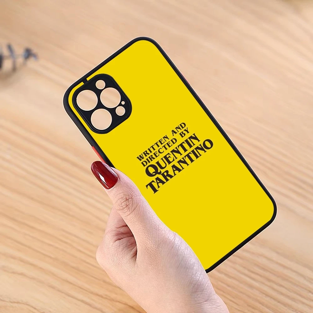 Capa preta fosca de telefone Quentin Tarantino para iPhone 16Pro Max, 15, 13, 12, 11, 14 Pro Max, Mini Plus, XS, XR