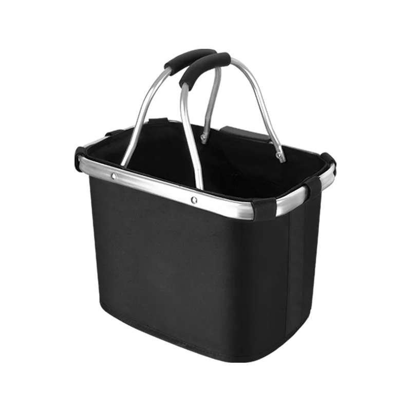 Bicycle basket, mountain bike, metal frame, canvas basket, foldable, with handle, portable, cycling equipment