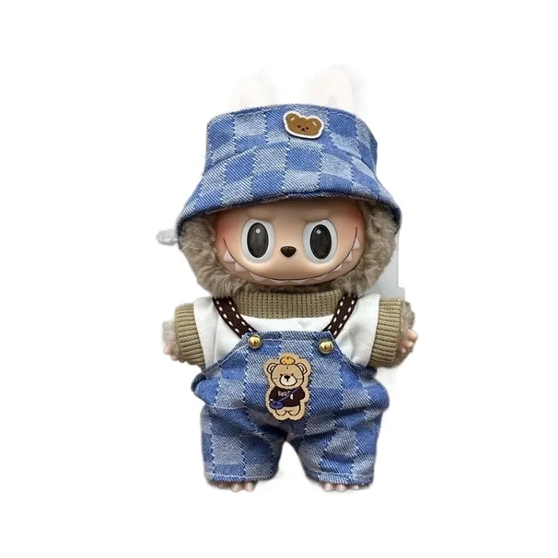 17 cm Labubu-Anhänger, Babykleidung, Vinyl, Labubu-Puppe, kann getragen und für Plüschtiere, Kleidungsset, Kinderspielzeug geändert werden