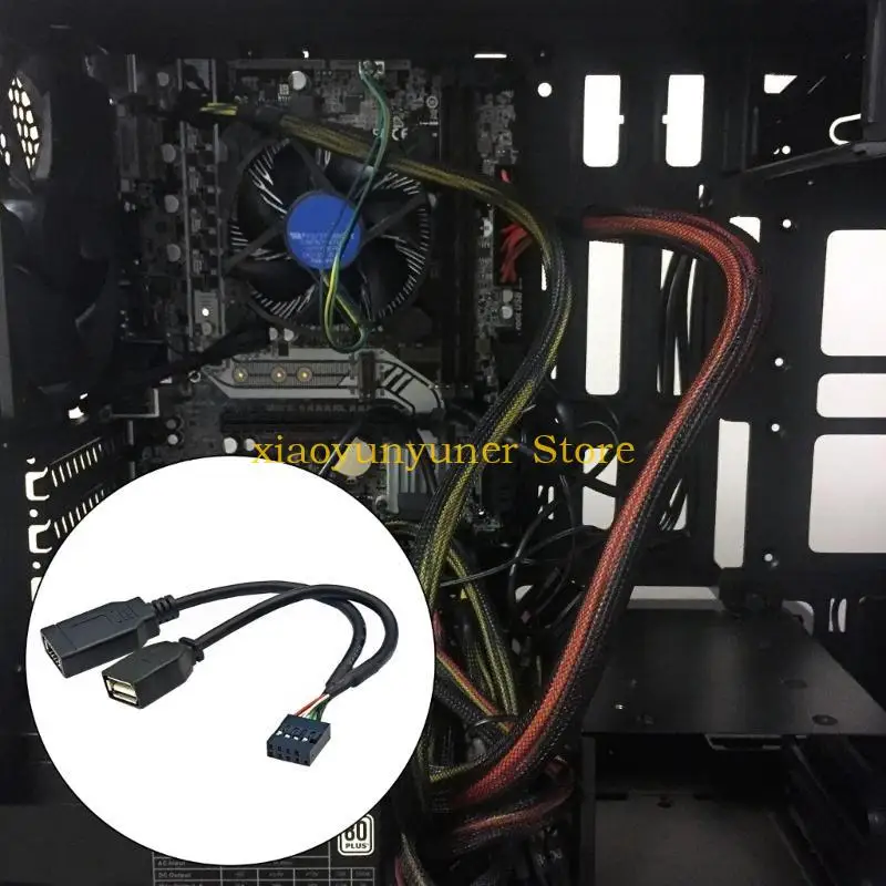P9JB Universal 9PIN to USB+Type E Adapter with Front Type C Port for Efficient USB2.0 Performances TYPE C Front Port