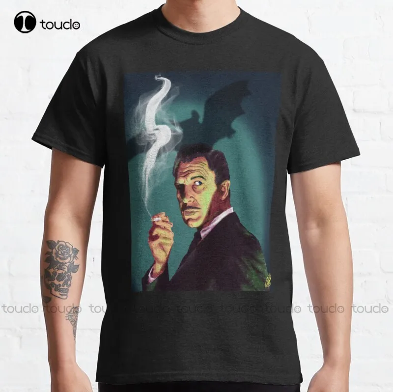 New Vincent Price Halloween Retro Spooky Vintage Bat Smoke Classic T-Shirt Green Shirt Cotton Tee Shirts Xs-5Xl Fashion Funny