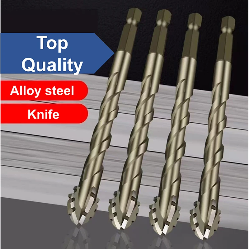7/6/5/4/3/2PCS New Four-Flute Sawtooth Eccentric Drill Bit Multifunction Drill Bit Set For 3-12mm Tiles Concrete Drilling Tools