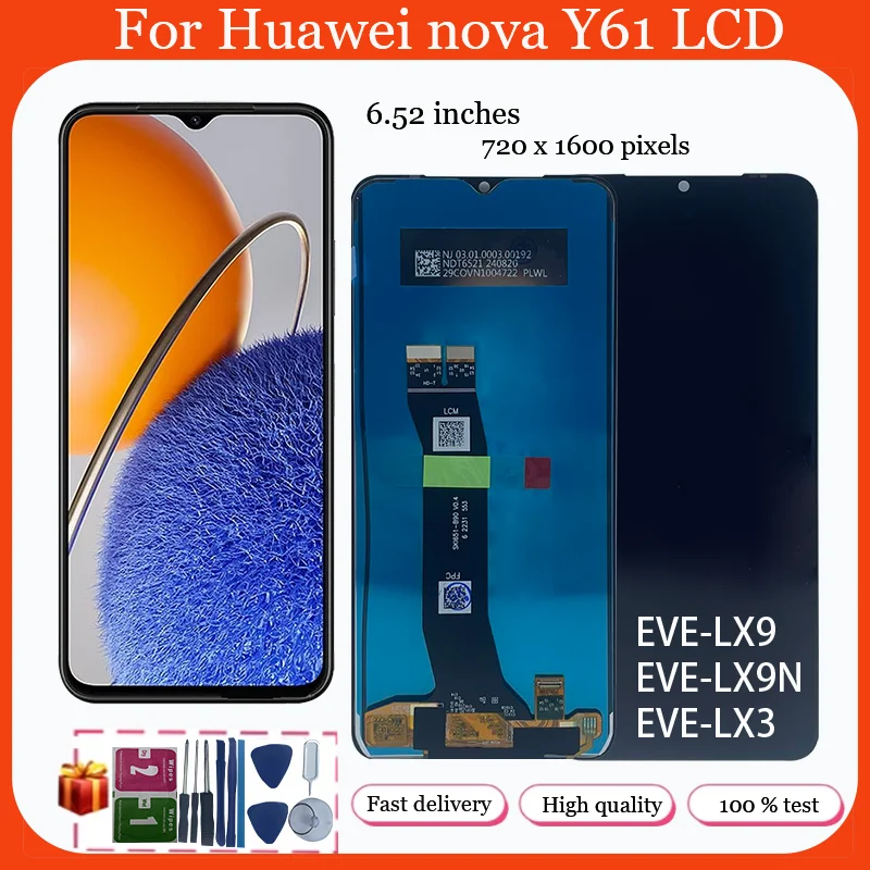 

Новый 6,52 "для Huawei Nova Y61 ЖК-дисплей EVE-LX9 LX9N, рамка дисплея, сенсорная панель, дигитайзер для Huawei Nova Y61, экран EVE-LX3 LCD