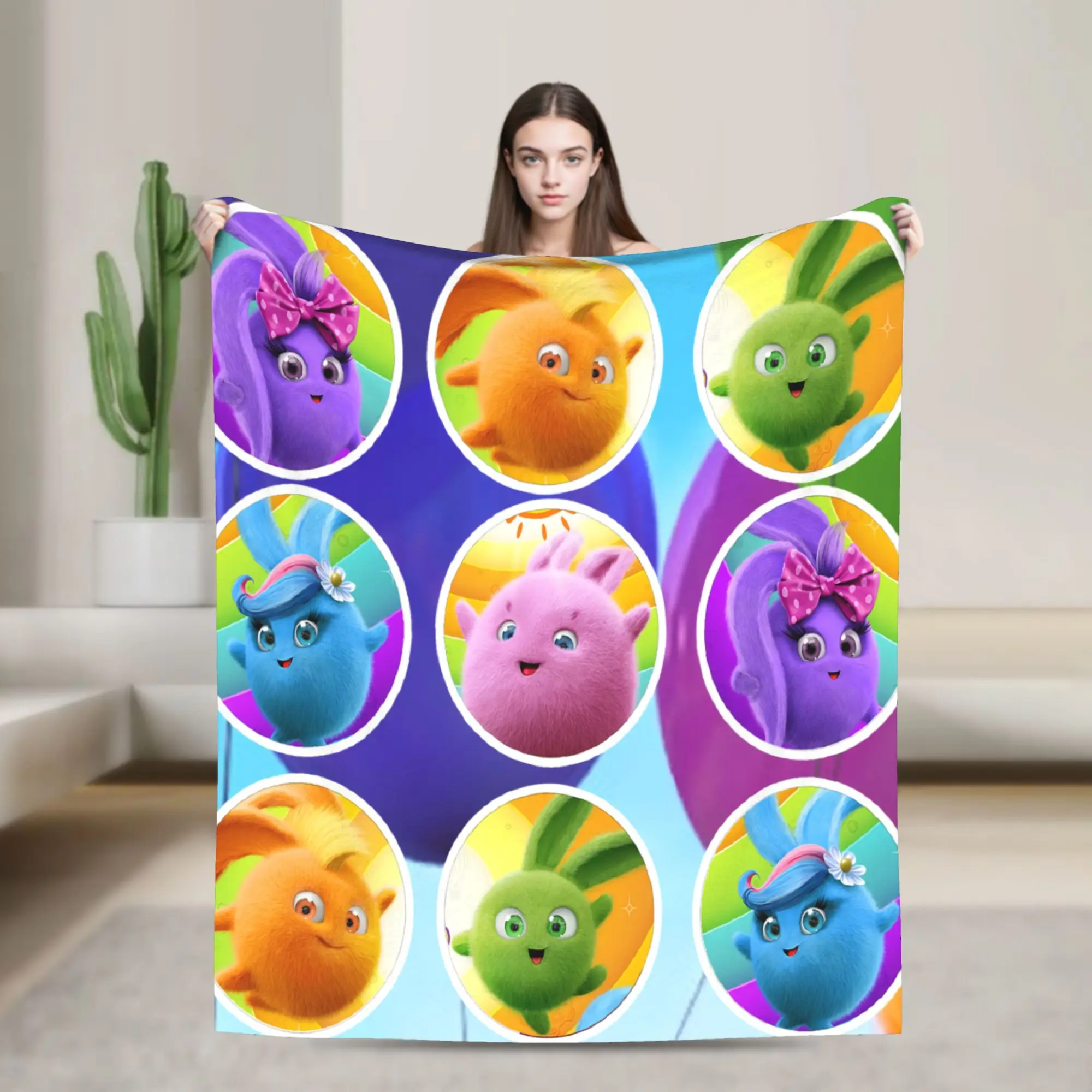 Sunny Bunnies Cartoon Knitted Blankets Shiny Big Boo Iris Turbo Flannel Throw Blanket Airplane Personalised Soft Warm Bedspread