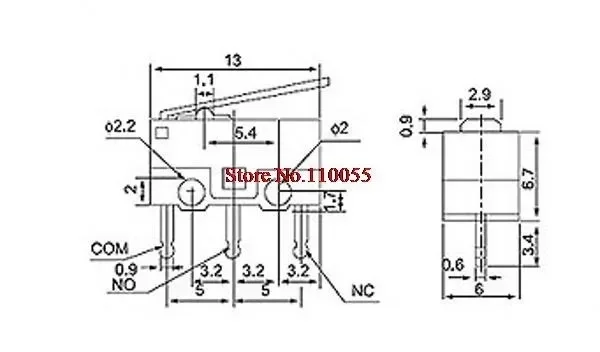 SIMPLE ROBOT/10pcs Limit Microswitch With Three Straight Legs Mouse Side Key Momentary Micro Limit Switch 1A/125VAC For   MK7/