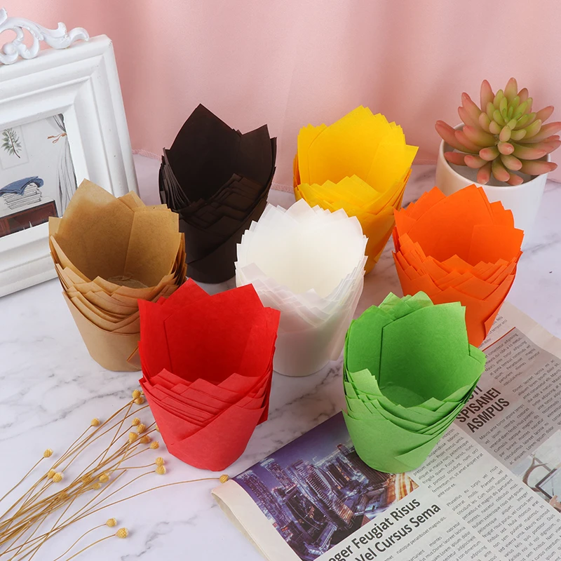 50Pcs Cupcake Wrapper Liners Muffin Tulip Case Cake Paper Baking Cup Decor