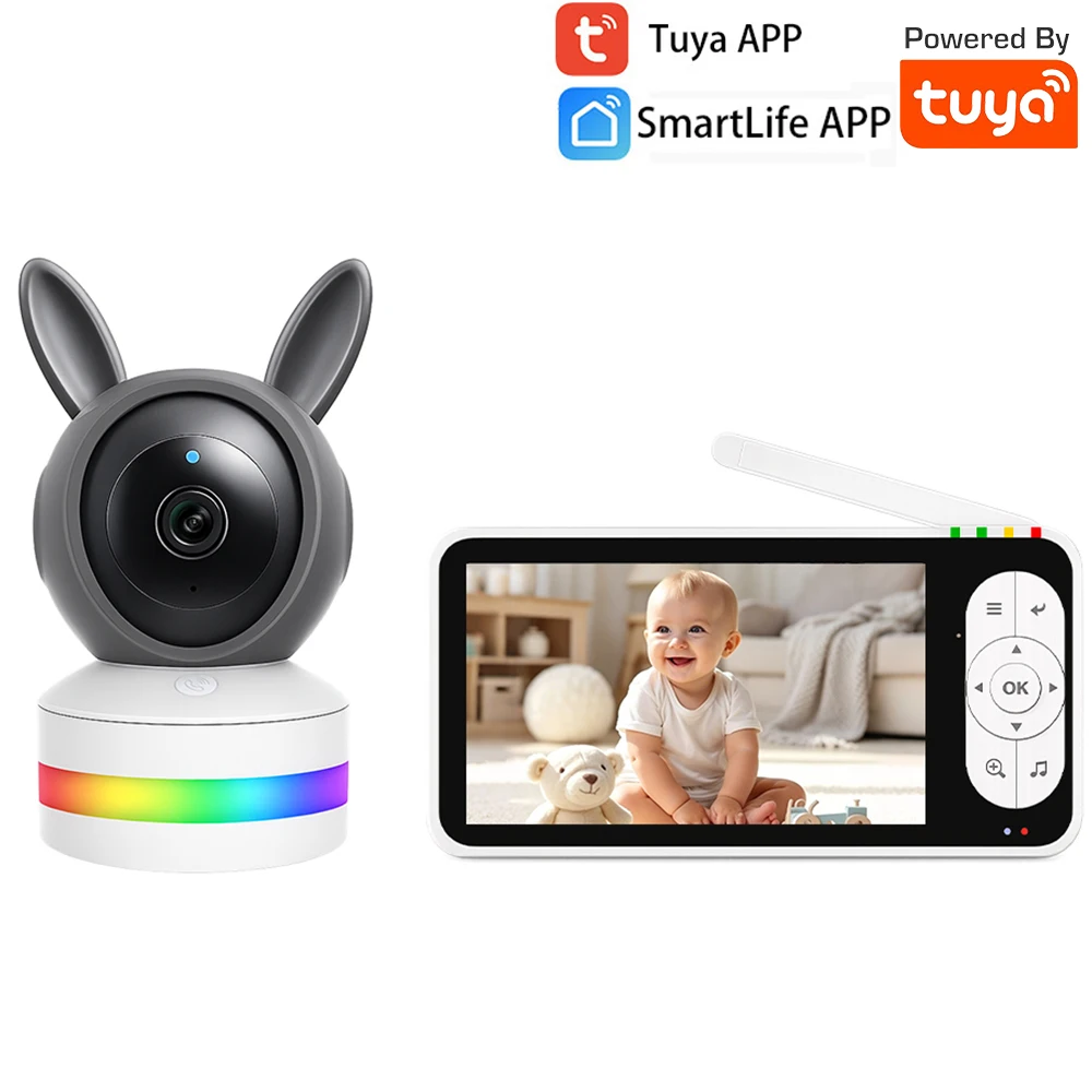WiFi & No-WiFi Modes Tuya SmartLife RGB Night Light Baby Monitor Camera 1080P FHD Infrared with 5