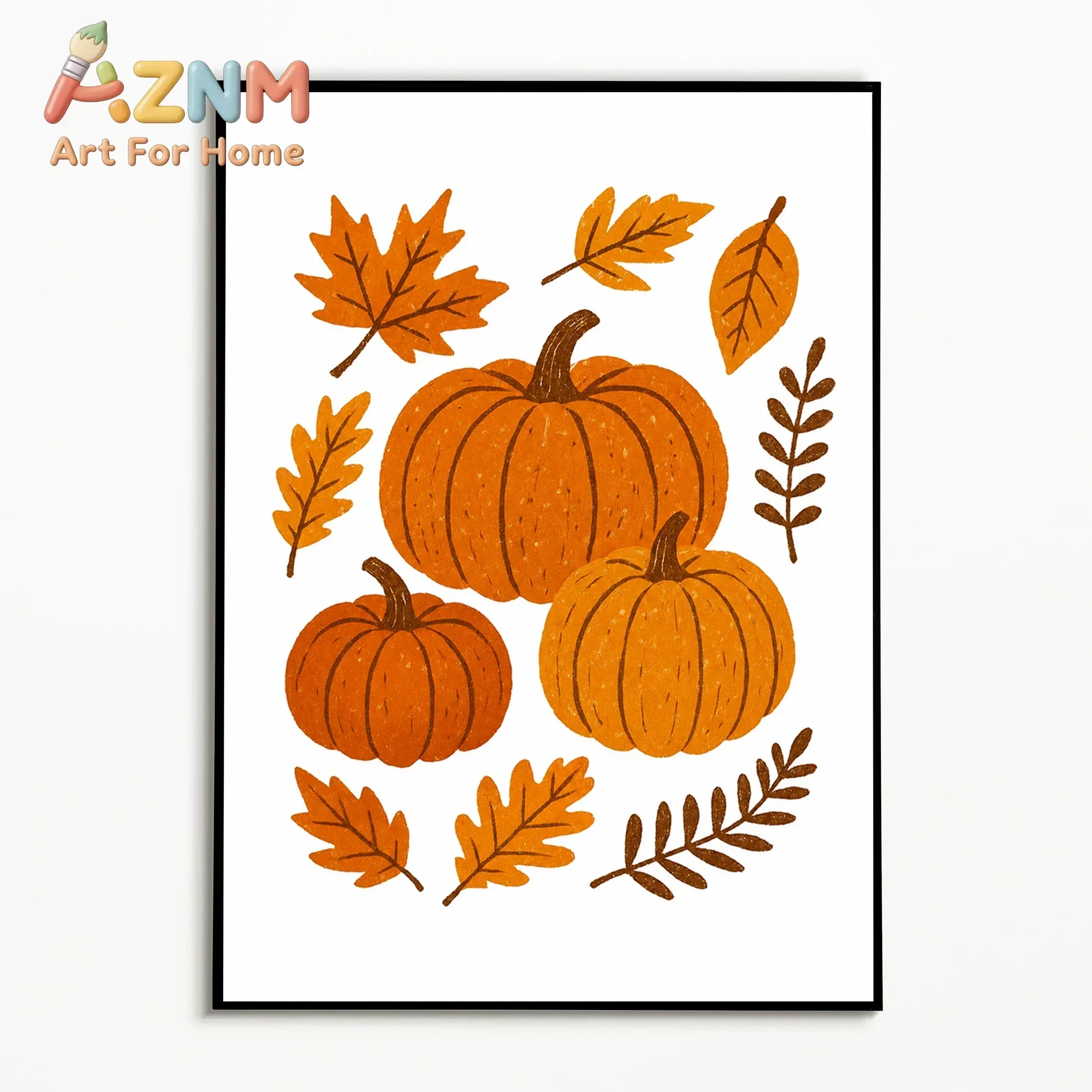 1PC Autumn Harvest Fruits Vegetables Poster Pumpkin Corn Maple Leaf Wall Art Thanksgiving Day Canvas Printing Fall Gift