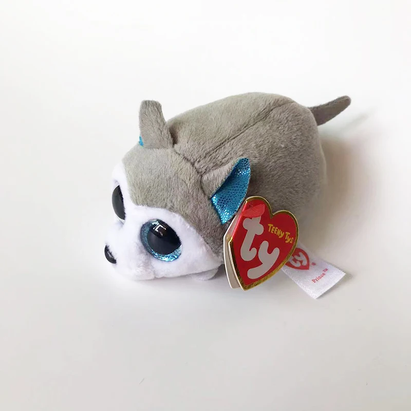 10cm Teeny Ty Beanie Big Eyes  Phone Screen Wipe Stuffed Mini Plush Toy Doll Gray Husky Gog Husky Children Christmas Gifts