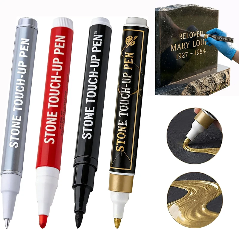 Tombstone Marker Pen,Stone Touch-Up Pen for Headstones Lettering Memorial Inscriptions,DIY Oil-based Engraving Repair Filler Pen
