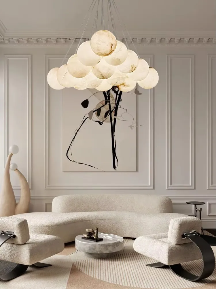 A Marble Bouquet  G9 Led Alabaster Ball Ceiling 2025 Trendy Chandelier Lighting Lustres Hanging Lamps Chrome For Living Room