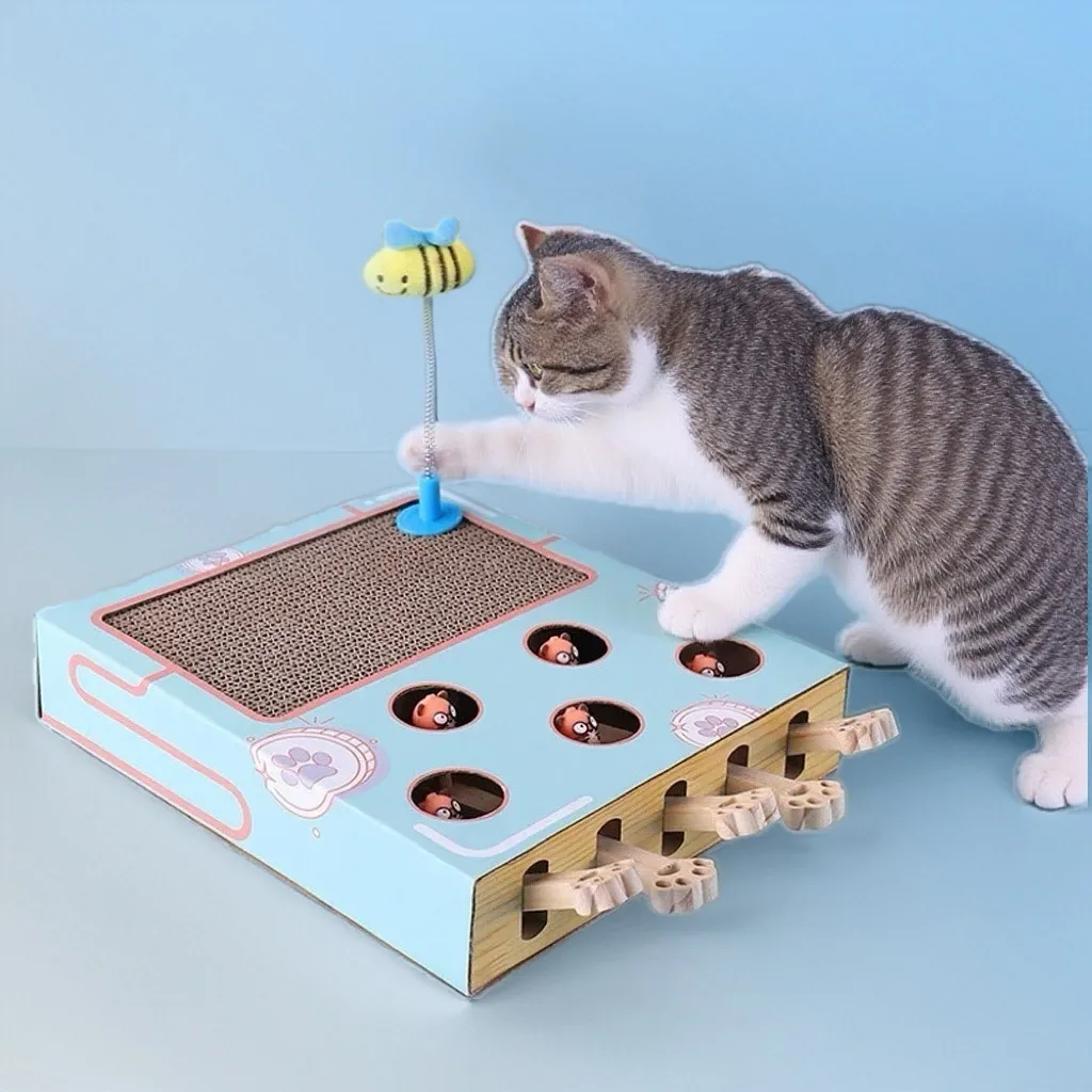 

2025 3-in-1 Interactive Cat Toy - Maze Chase Mouse Hunt & Scratcher Box for Kittens/Small Dogs, Fun Pet Play Station