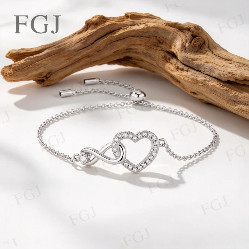 Moissanit-herzförmiges Armband, S925-Sterlingsilber, Nischendesign, zartes und elegantes Armband für Damen, Schmuck für Hochzeiten, als Geschenk für den Alltag. – Detail 6