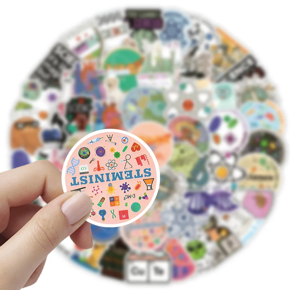 50/110 قطعة عنصر العلوم مضحك ملصقات الكرتون الكيمياء الفيزياء تجربة دراسة ملصق مائي محمول الغيتار الدراجة الكتابة على الجدران لعبة طفل #2